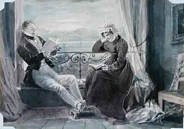 Robert Allan Harden and his Mother Jessy Harden at Ouchy Oil Painting by John Harden