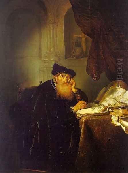 The Philosopher 1635 Oil Painting by Abraham van der Hecken