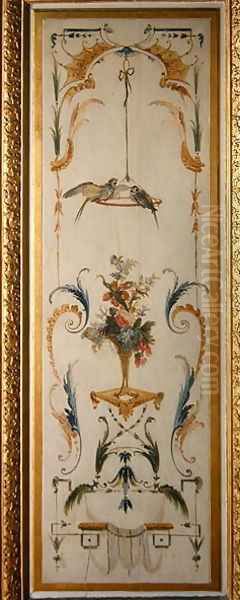 Birds and Flowers from La Grande Singerie Oil Painting by Christophe Huet