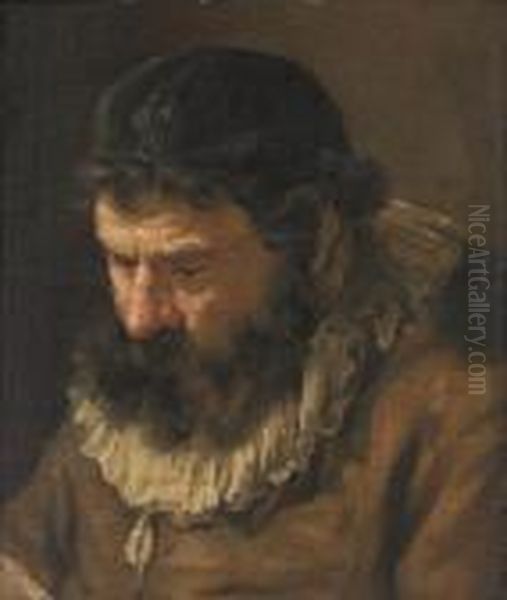 Head Of A Bearded Man Oil Painting by Ferdinand Bol