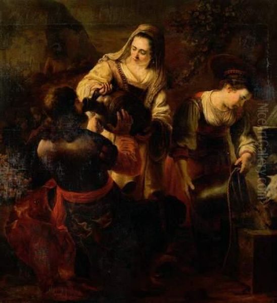 Eliezer Et Rebecca Au Puits Oil Painting by Ferdinand Bol