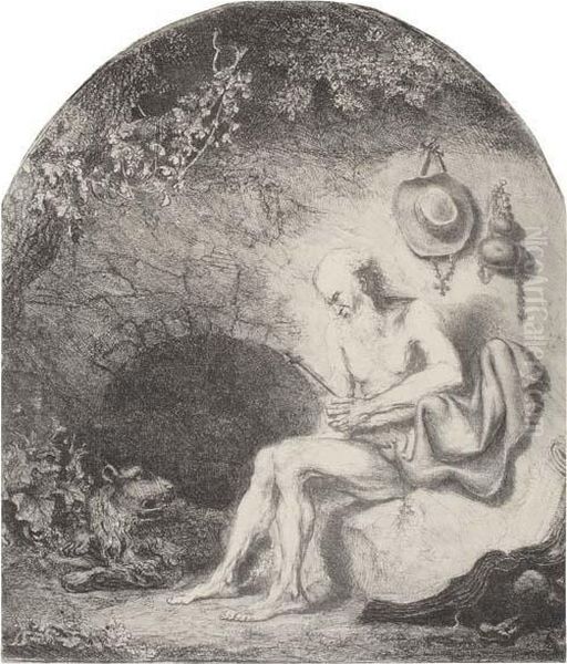 St. Jerome In The Cave Oil Painting by Ferdinand Bol