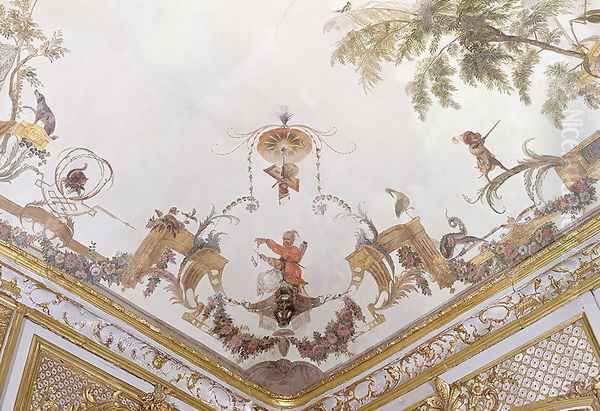 Detail of the ceiling of La Grande Singerie Oil Painting by Christophe Huet