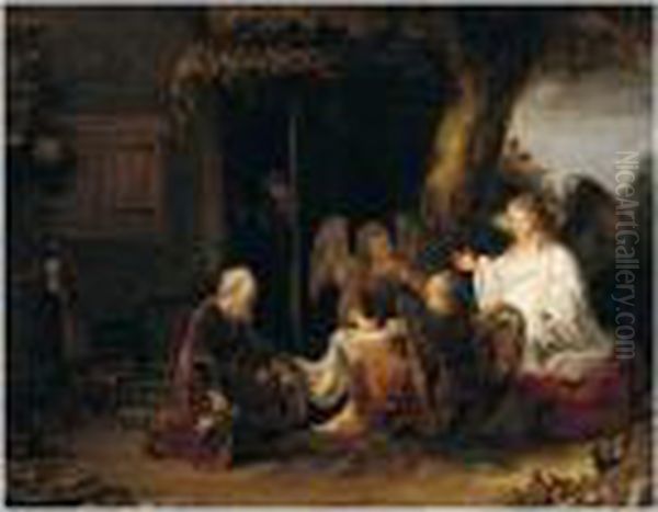 Abraham And The Three Angels Oil Painting by Ferdinand Bol