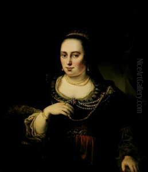 Junge Frau Mit Perlenschmuck. Oil Painting by Ferdinand Bol