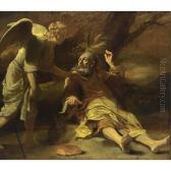 Elijah Fed By An Angel (i Kings 19: 5-6) Oil Painting by Ferdinand Bol