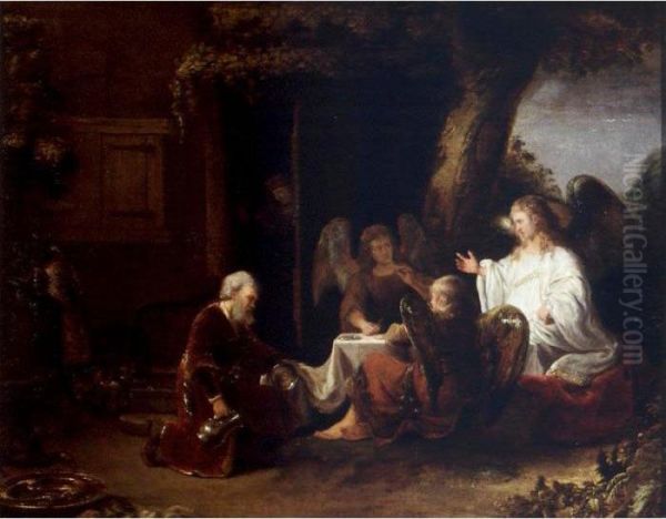 Abraham And The Three Angels Oil Painting by Ferdinand Bol