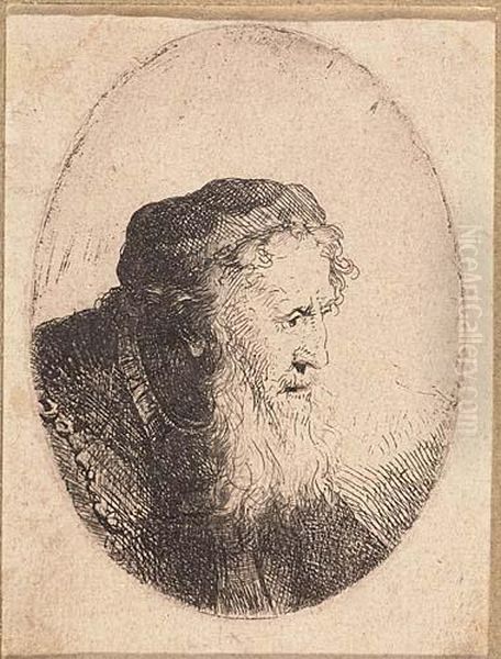 Bearded Old Man, Profile To Right<</b> Oil Painting by Ferdinand Bol