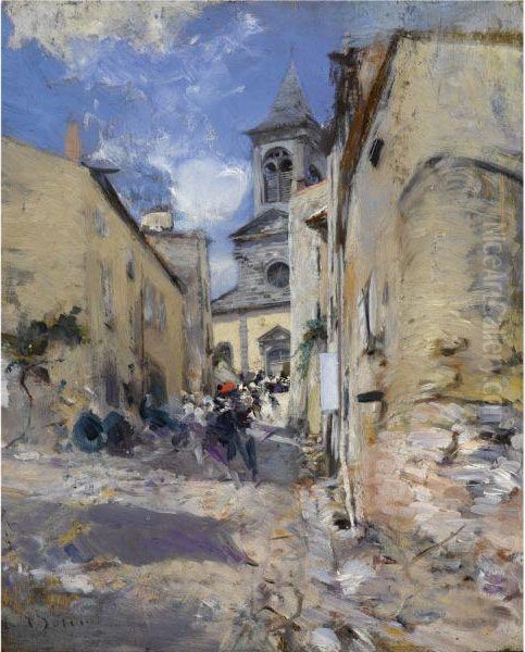 Chiesa Di Paese (l'uscita Dalla Messa) Oil Painting by Giovanni Boldini