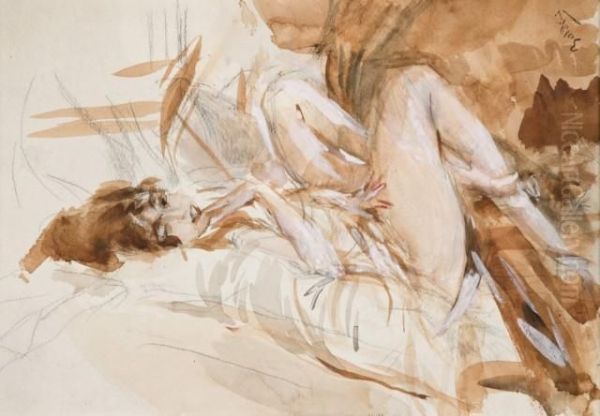 Nu Allonge Sur Un Lit Oil Painting by Giovanni Boldini