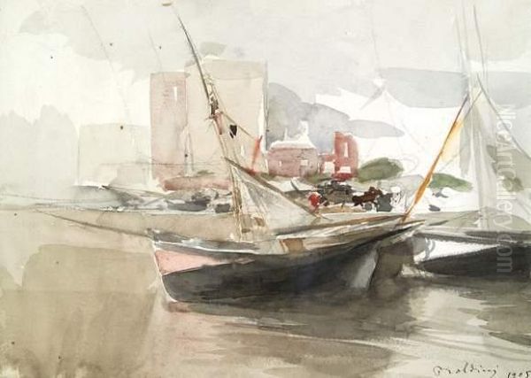 Voiliers Au Port Oil Painting by Giovanni Boldini