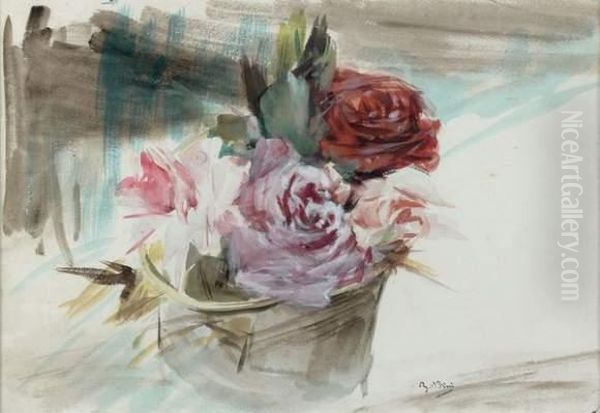 Bouquet De Roses Oil Painting by Giovanni Boldini