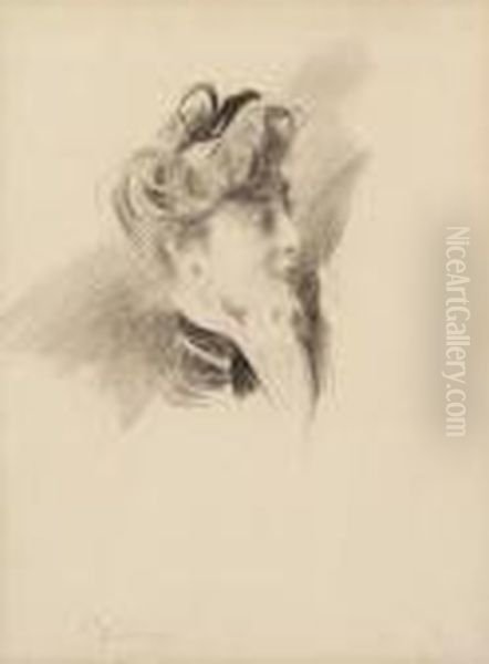 Portrait De Jeune Femme De Profil Oil Painting by Giovanni Boldini