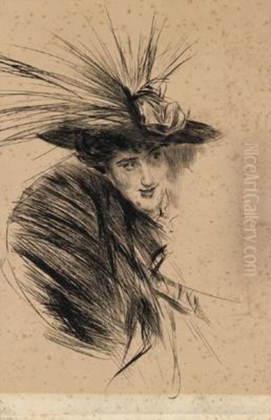 Portrat Einer Frau Mit Hut Oil Painting by Giovanni Boldini