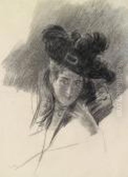 Cappello Con Piuma Di Struzzo Oil Painting by Giovanni Boldini