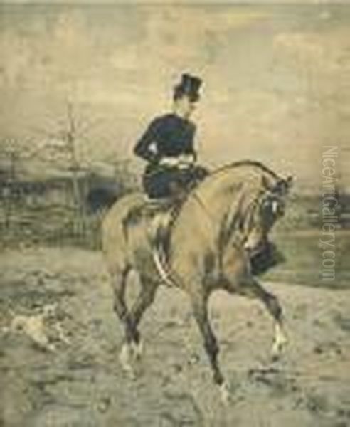 Ritratto Di Alice Regnault A Cavallo, 1963 Oil Painting by Giovanni Boldini