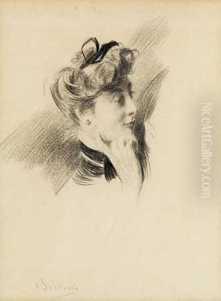 Portrait D'elegante Oil Painting by Giovanni Boldini