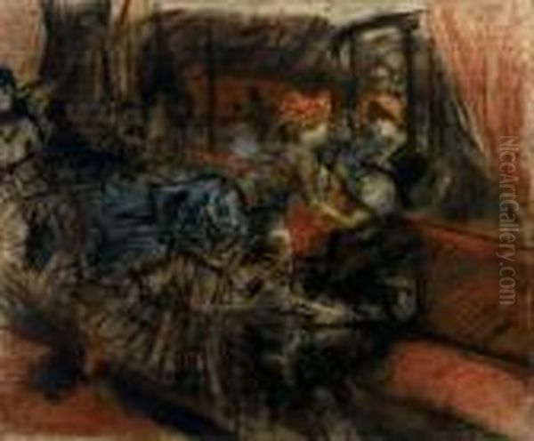 Interno Al Moulin Rouge (the Moulin Rouge) Oil Painting by Giovanni Boldini