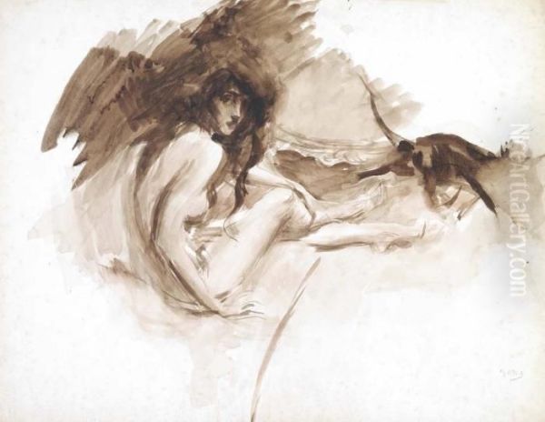 Nudo Femminile Seduto Oil Painting by Giovanni Boldini