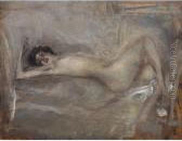 Nudo Di Donna In Grigio (sinfonia In Grigio) Oil Painting by Giovanni Boldini