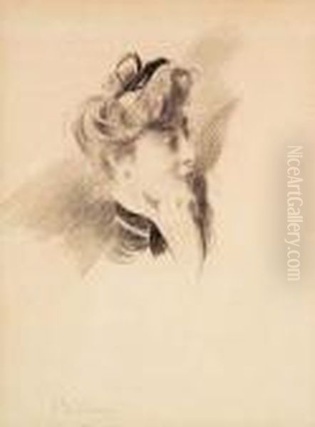 Elegante Gantee De Profil Oil Painting by Giovanni Boldini