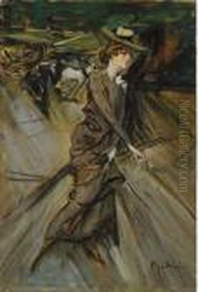 Donna A Passeggio Oil Painting by Giovanni Boldini