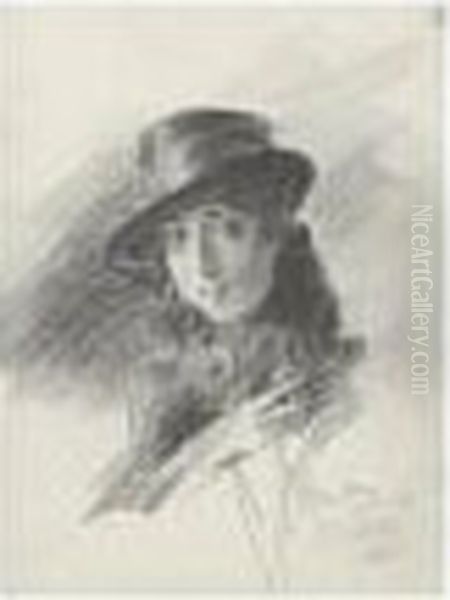 Femme Au Chapeau Et Col De Fourrure Oil Painting by Giovanni Boldini