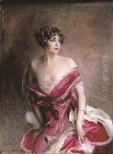 La Dame De Biarritz (mlle. Gillespie) Oil Painting by Giovanni Boldini