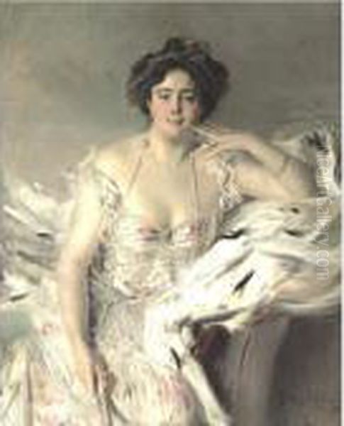 Portrait Of Lady Nanne Schrader, Nee Wiborg Oil Painting by Giovanni Boldini