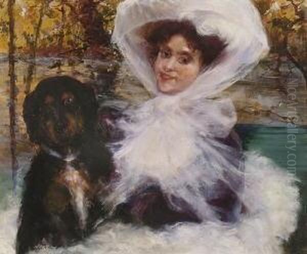 Junge Dame Mit Hund. Oil Painting by Giovanni Boldini