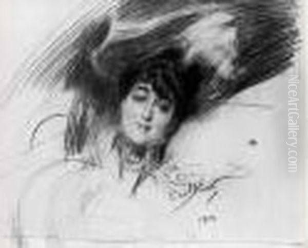 Portrait De Femme Oil Painting by Giovanni Boldini