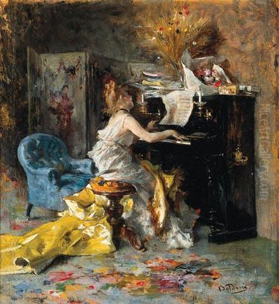 Woman At A Piano Oil Painting by Giovanni Boldini