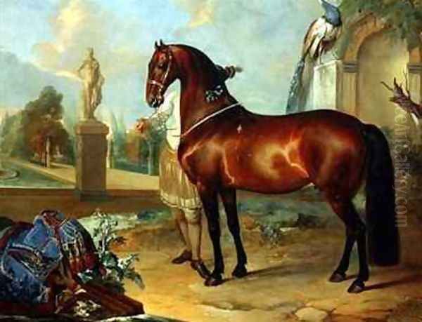 The bay horse Sincero Oil Painting by Johann Georg Hamilton