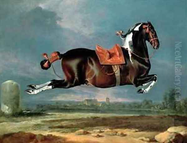 The piebald horse Cehero rearing Oil Painting by Johann Georg Hamilton