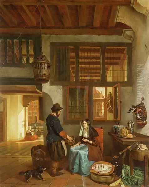 A Dutch interior Oil Painting by Hubertus van Hove