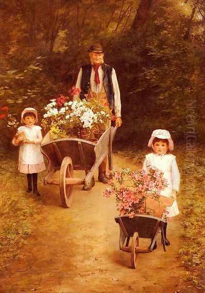 Helping Gardener Oil Painting by Mary Hayllar