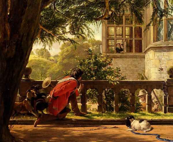 A Hunting Morning Oil Painting by John Callcott Horsley