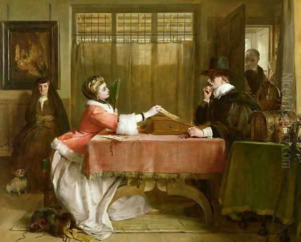 The Banker's Private Room Negotiating a Loan 1870 Oil Painting by John Callcott Horsley