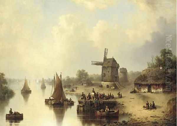 Departing from the banks of the estuary Oil Painting by Ludwig Hermann