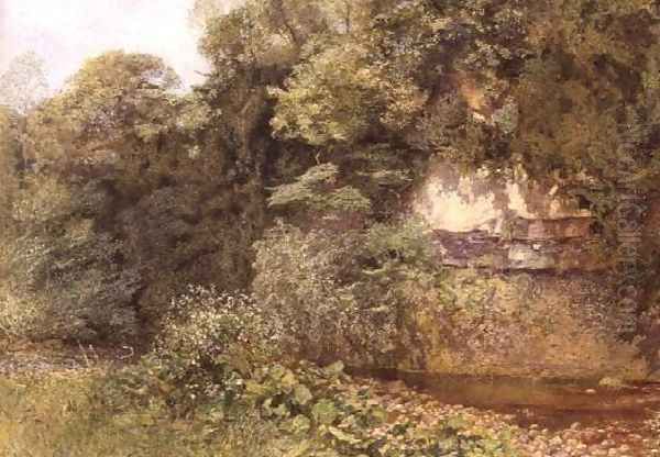 A Still Pool Below Rocks Oil Painting by Alfred William Hunt