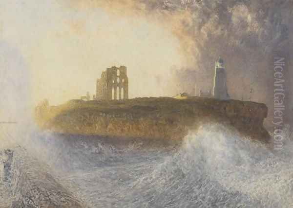 Tynemouth Pier North East Wind Oil Painting by Alfred William Hunt