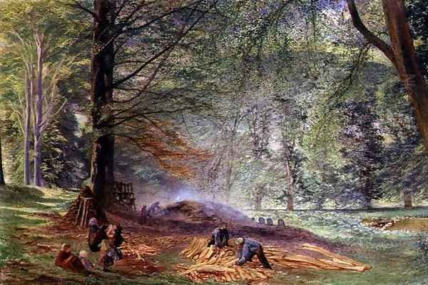 Charcoal Burners in Rokeby Park Oil Painting by Alfred William Hunt