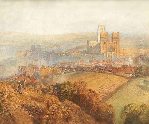 Durham, misty with colliery smoke Oil Painting by Alfred William Hunt