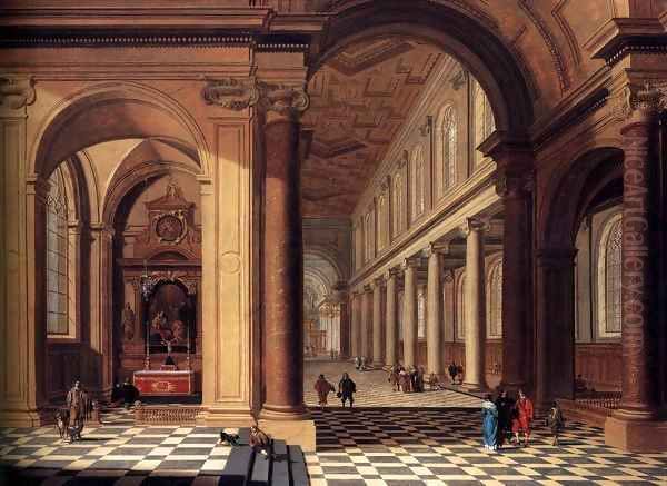 Interior of an Imaginary Catholic Church in Classical Style by Gerard Houckgeest