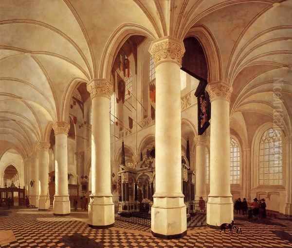 Ambulatory of the New Church in Delft with the Tomb of William the Silent Oil Painting by Gerard Houckgeest