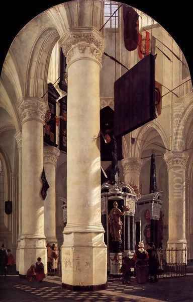 The Nieuwe Kerk in Delft with the Tomb of William the Silent Oil Painting by Gerard Houckgeest