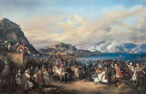 The Entry of King Othon of Greece into Nauplia Oil Painting by Heinrich Maria von Hess