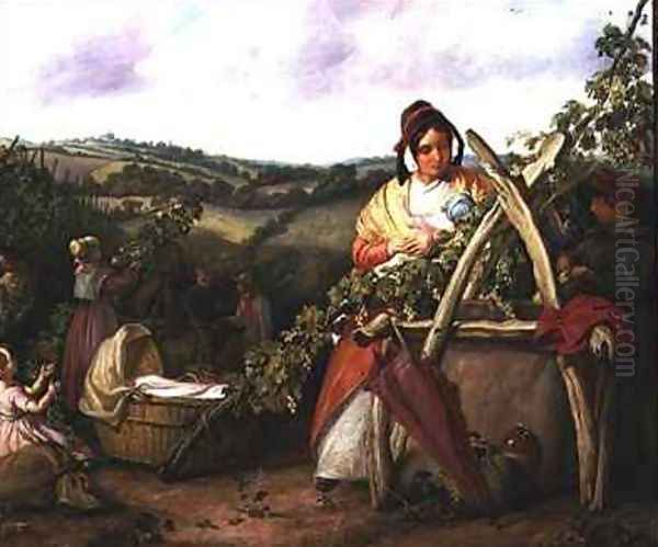 Hop Pickers Oil Painting by Solomon Alexander Hart