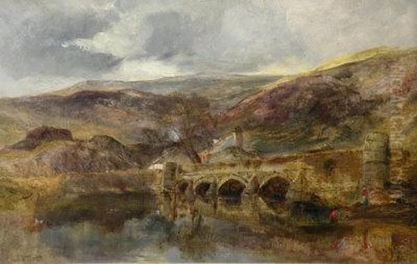 A View Of The Bridge, 
Clwt-y-bont, 
Northwales Oil Painting by William Joseph Caesar Julius Bond