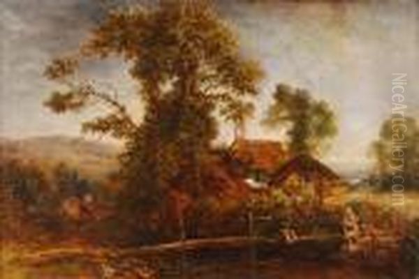 Homestead Near Bossington, Somerset Oil Painting by William Joseph Caesar Julius Bond